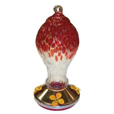 Gardman Ba05716 Red Textured Glass Metal Base Hummingbird Feeder, 4.75" Long X 4.75" Wide X 10" High