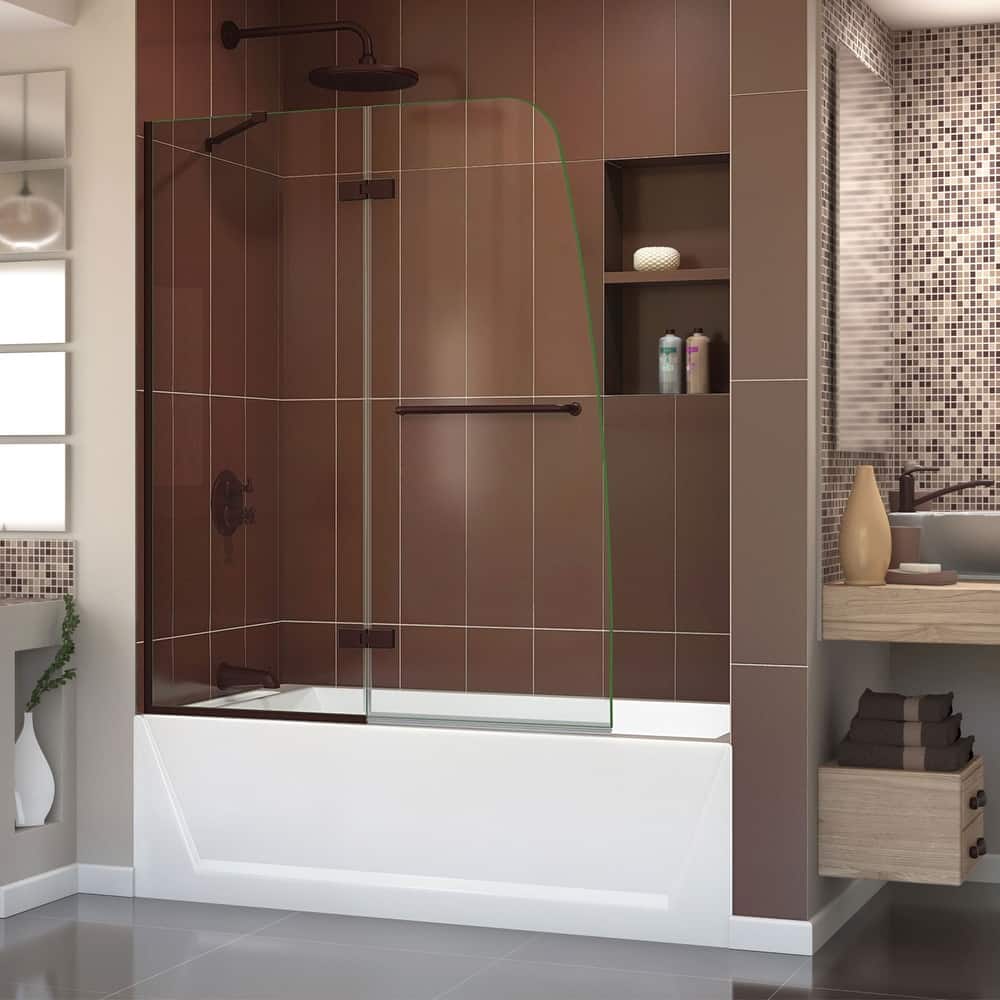DreamLine Aqua Ultra 48 in. W x 58 in. H Frameless Hinged Tub Door - 48" W - 48" W