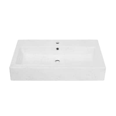 Lausanne Wide Rectangle Vessel Sink In Static Marble - 32.25" x 17.3" 5.7"