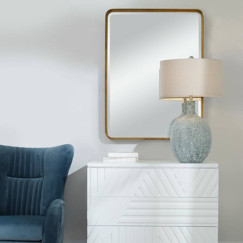 Wooden Framed Beveled Rectangular Wall Mirror - 40" - Gold