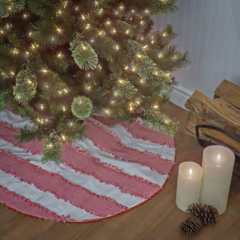 National Tree Company 48 in. HGTV Home Collection Ric Rac Lace border Tree Skirt, Red and White - 48 in
