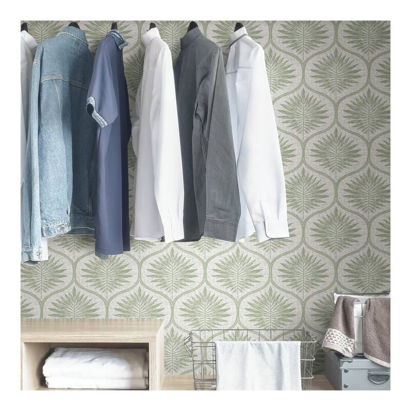 NuWallpaper Green Primitive Leaves Peel & Stick Wallpaper - 216in x 20.5in x 0.025in