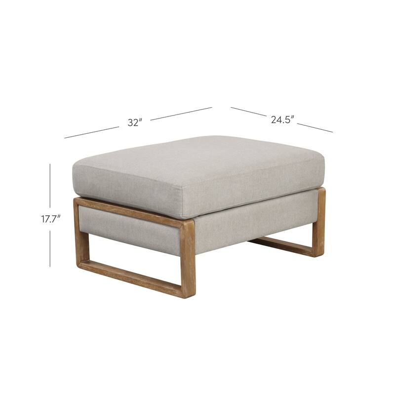 Madison Modern Ottoman Coffee Table with Storage, Upholstered Ottoman with Solid Wood Legs