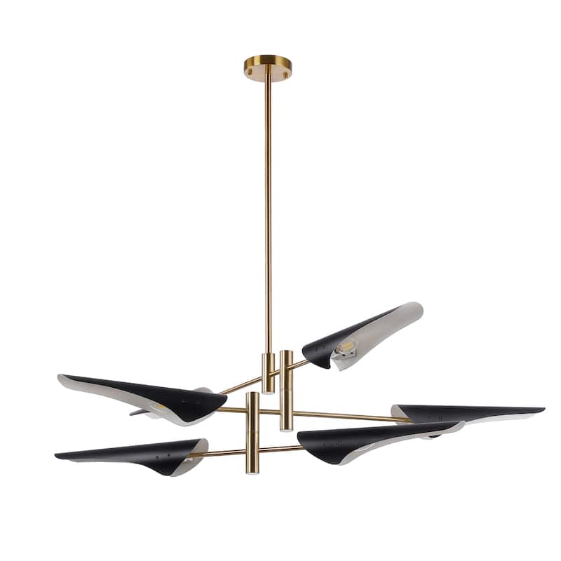 6-Light Modern Industrial Swing Black Sputnik Chandelier