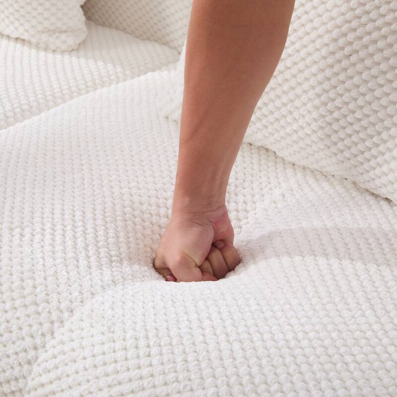 104"W Modern Upholstered Sectional Sofa with 3 Pillows and Ottoman