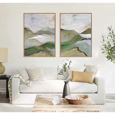 Kate and Laurel Sylvie Beaded Whispers of the Hills 1 and 2 Framed Canvas Art Set by Nikita Jariwala