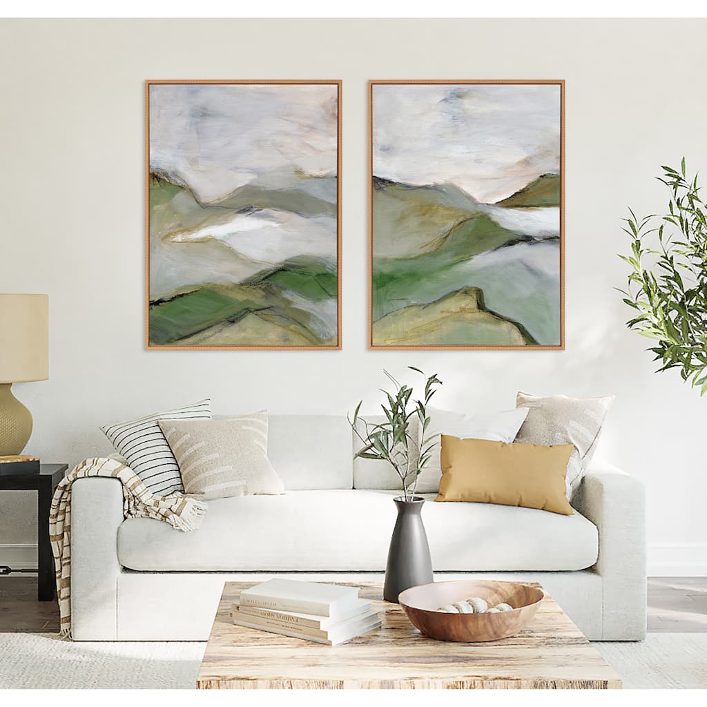 Kate and Laurel Sylvie Beaded Whispers of the Hills 1 and 2 Framed Canvas Art Set by Nikita Jariwala