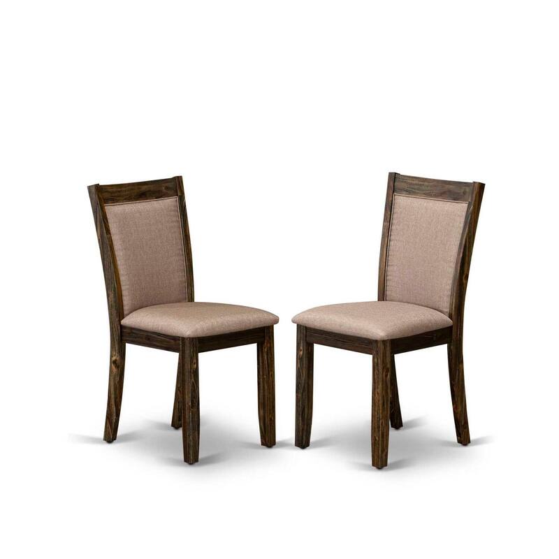 HomeStock 3-Piece Distressed Jacobean Finish Solid Wood Top Dining Table with 2 Upholstered Chairs
