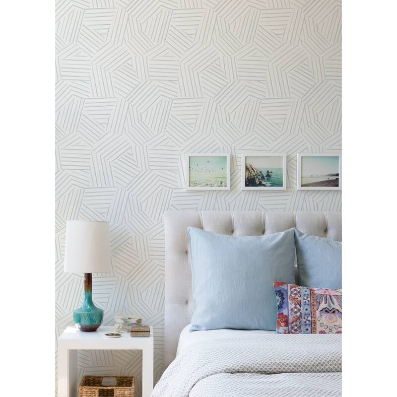 A-Street Prints Helene Sky Blue Geometric Lines Wallpaper