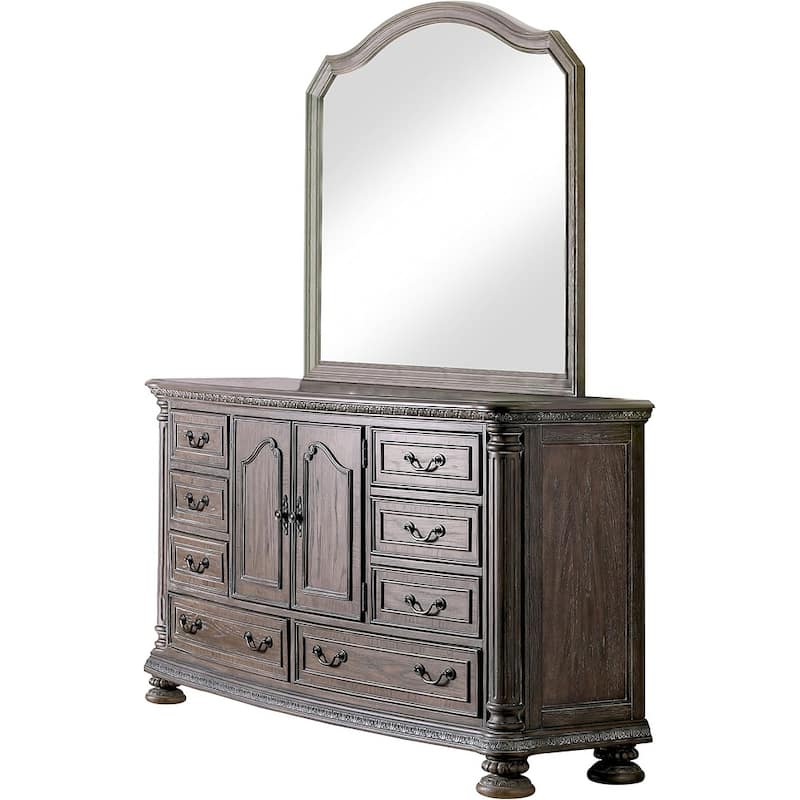 Royal Rustic Natural Beige Tone Finish Bedroom Set Tufted Headboard Bed