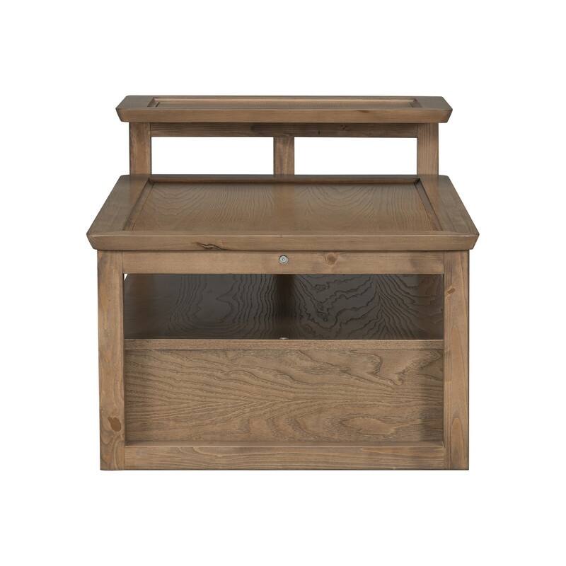 Modern Coffee Table, Coffee Table with 1 Storage Shelf, 2 Tabletops and 1 Rattan Drawer For Living Room