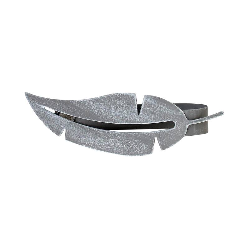 Metal Feather Tieback With Magnet Plume Black - 6.8"L x 2"W x 1"D