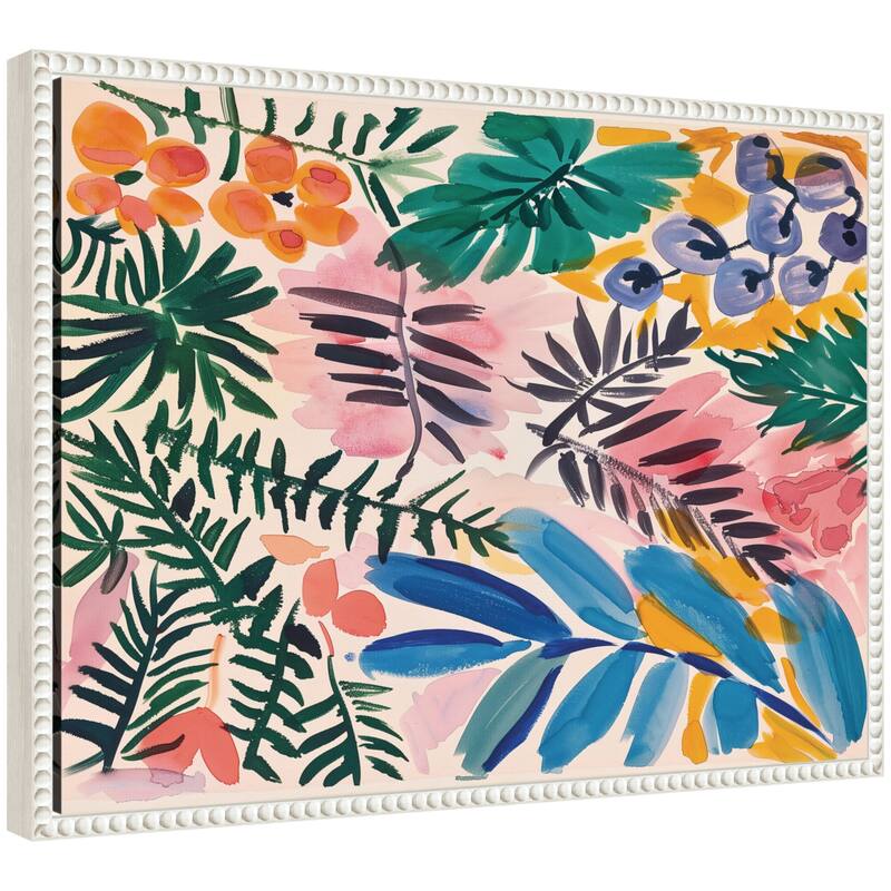 Kate and Laurel Sylvie Jungle Botanical Framed Canvas by Amy Lighthall - 18x24 - White