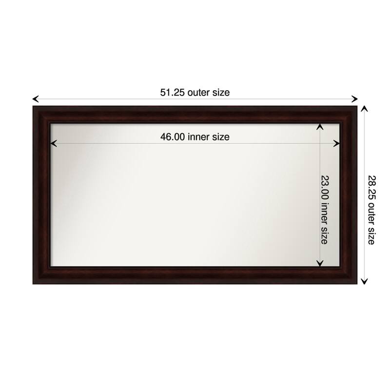 Coffee Bean Brown Framed Non-Beveled Custom Wall Mirror, Bathroom Vanity Mirror - Outer Size: 51.25 x 28.25