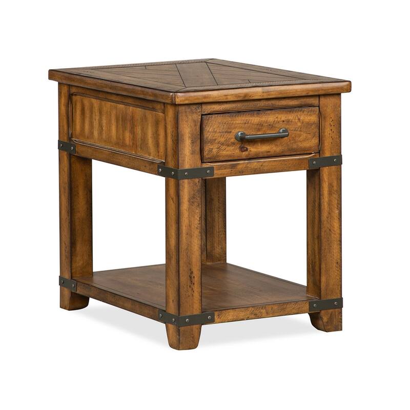 Magnussen Home Chesterfield Farmhouse Timber Rectangular End Table - 20''W x 26''D x 24''H