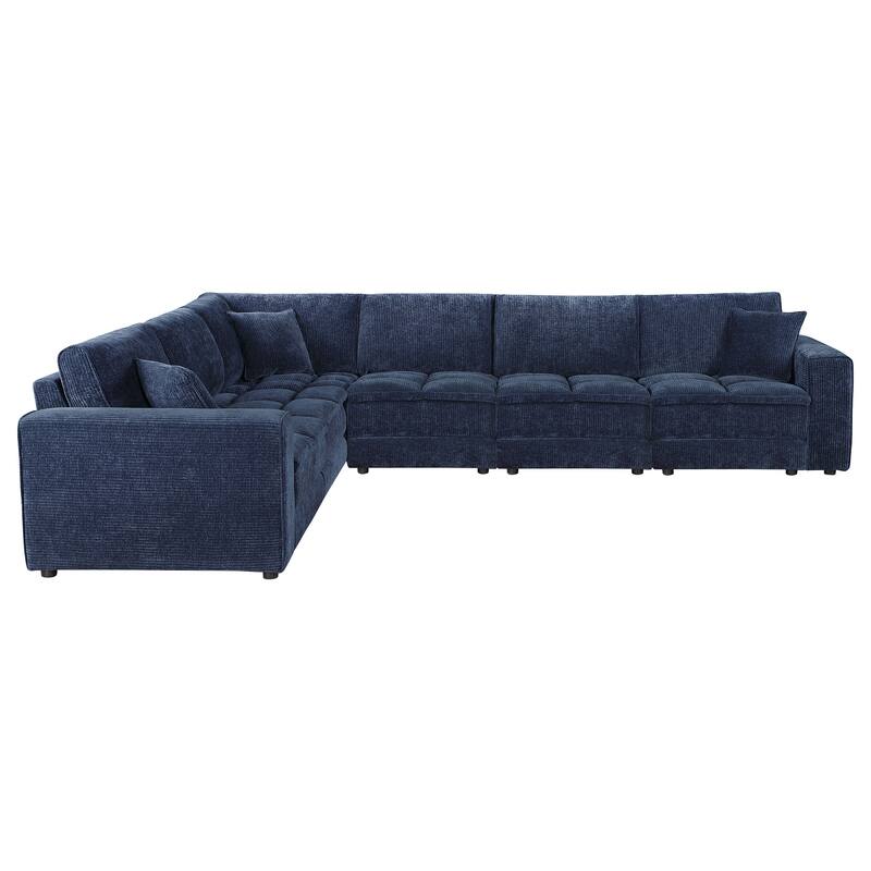 Atlantic 6-Piece Upholstered Modular Sectional Sofa Blue