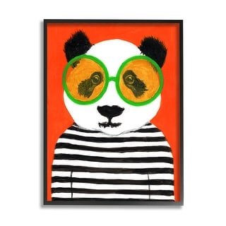 Stupell Bold Panda Bear Striped Shirt Framed Giclee Art by Coco de ...