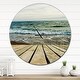 preview thumbnail 9 of 8, Designart 'Wooden Pier in Waving Sea' Oversized Coastal Wall CLock
