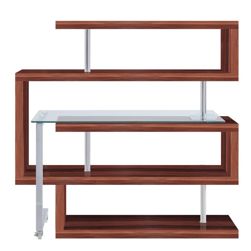 Chrome High Gloss Finish Writing Desk with Shelf