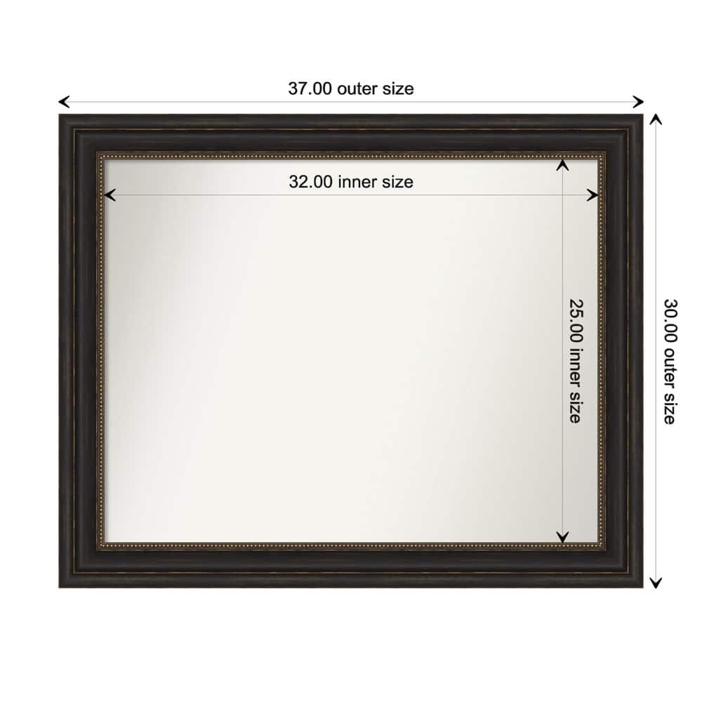 Accent Bronze Framed Non-Beveled Custom Wall Mirror, Bathroom Vanity Mirror