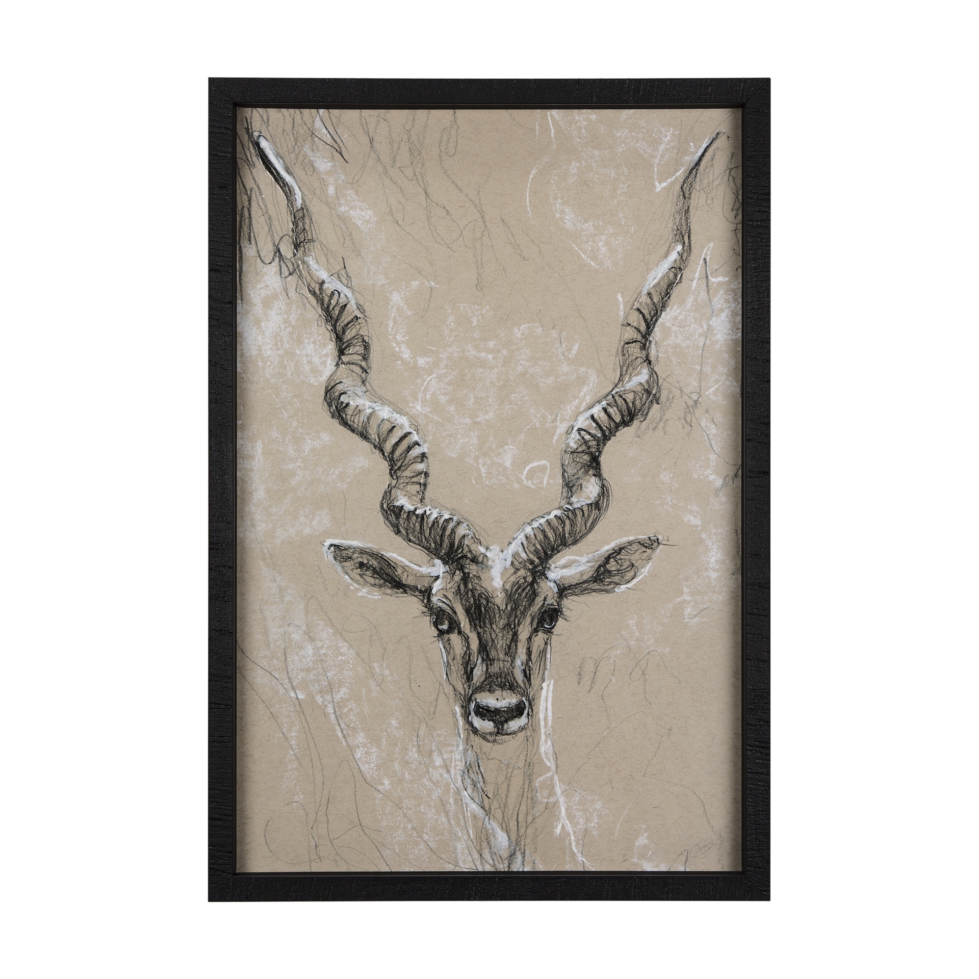 Sketch of Animal III (Antelope) Mercana Studio Hand Embellished Framed Art Print Matted under Glass
