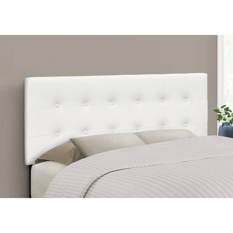 Bed, Headboard Only, Full Size, Bedroom, Upholstered, White Leather Look, Transitional - White