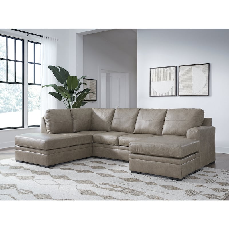 Signature Design by Ashley Amuleto Brown 2-Piece Sectional with Chaise - 124"W x 86"D x 40"H - Left Facing