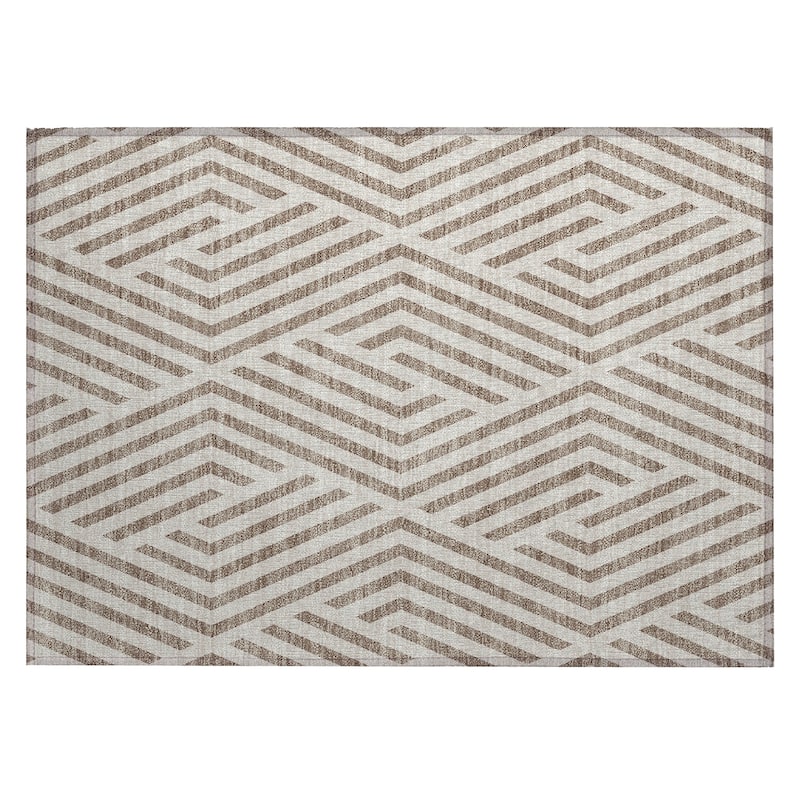 Machine Washable Indoor/ Outdoor Modern Diamonds Chantille Rug