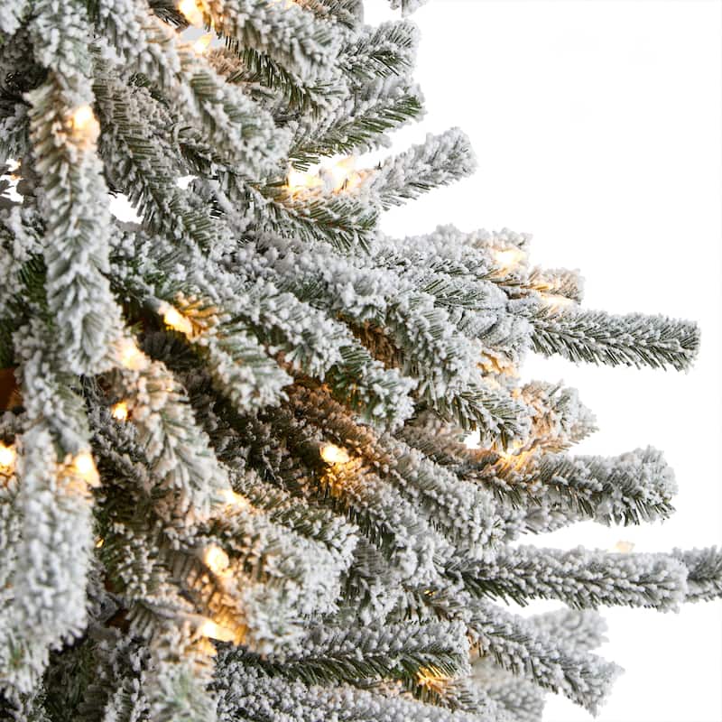 6Ft Artificial Christmas Tree with Lights & Planter - Pine Tree Holiday Decor - Green - 72