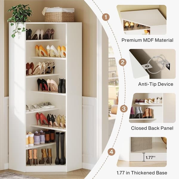 Corner Hall Tree Storage Bench Shoe Rack Corner Unit 9-Tier Corner