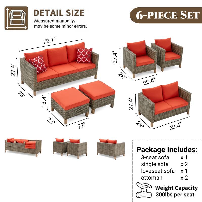 6 Piece Sectional Seating Group with Cushions