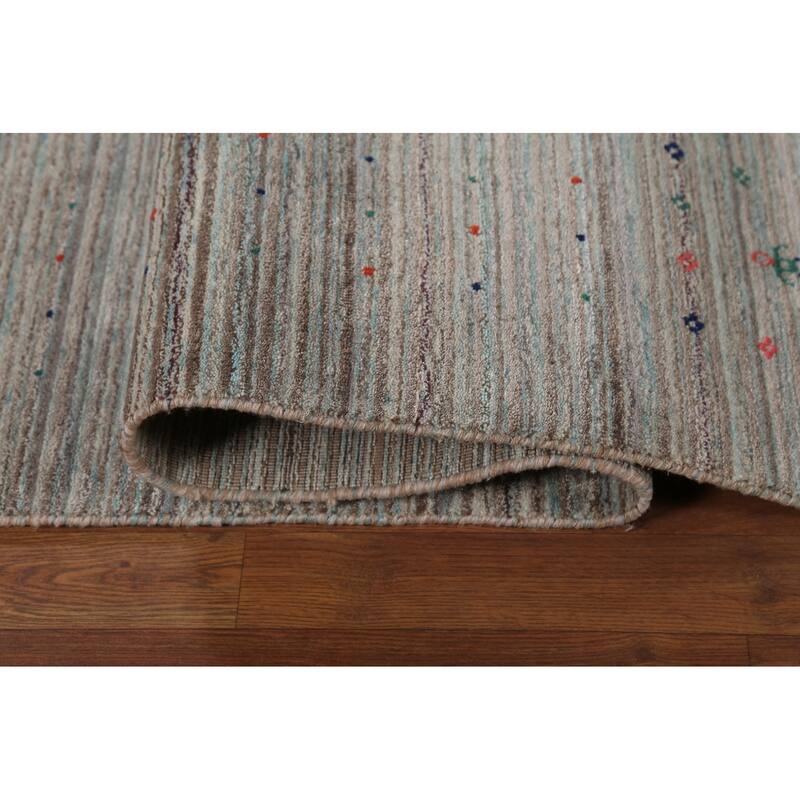 Striped Gabbeh Indian Area Rug Handmade Tribal Wool Carpet - 9'0"x 11'6"