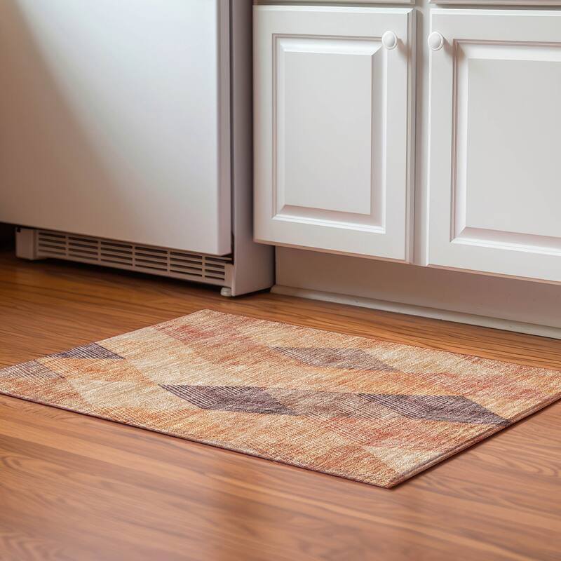 Premium Washable Super Soft Modern Fusion Mayfield Rug - Orange - 1'8" x 2'6"