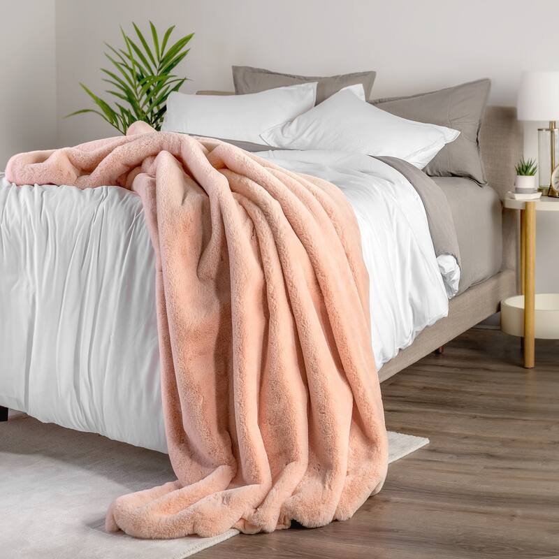 Bare Home Faux Fur Blanket - Ultra-Soft Blanket - Luxurious Fuzzy Warm