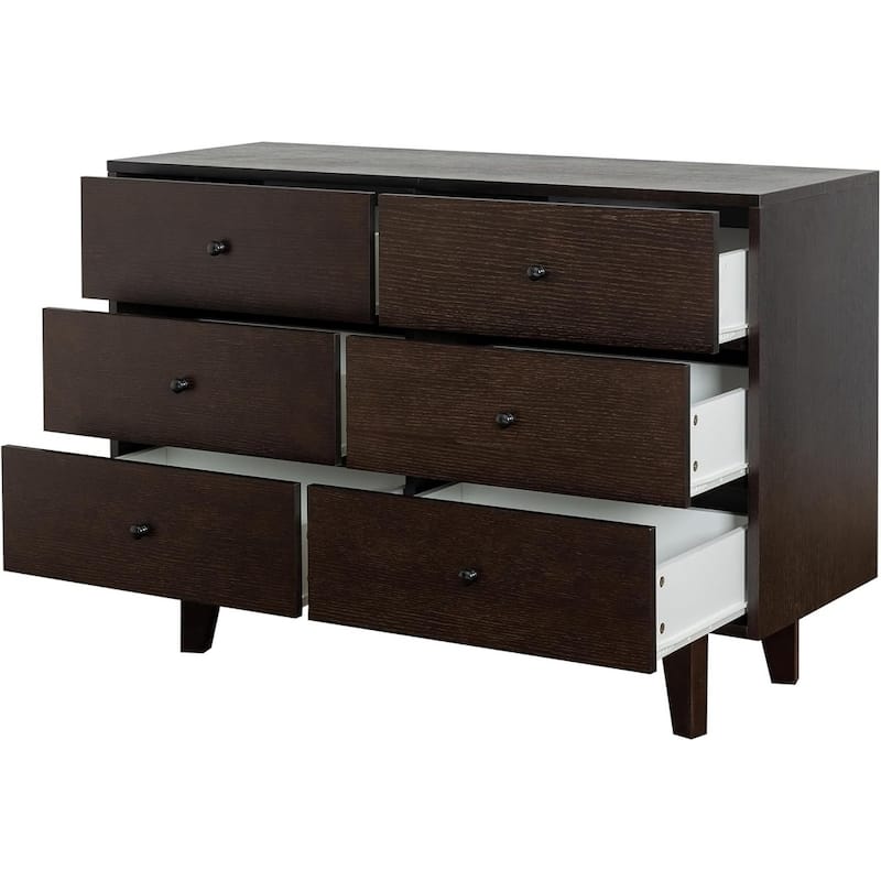 6 Drawers Dresser for Bedroom, Chest of Drawers with Handle Solid Wood Storage Organizer