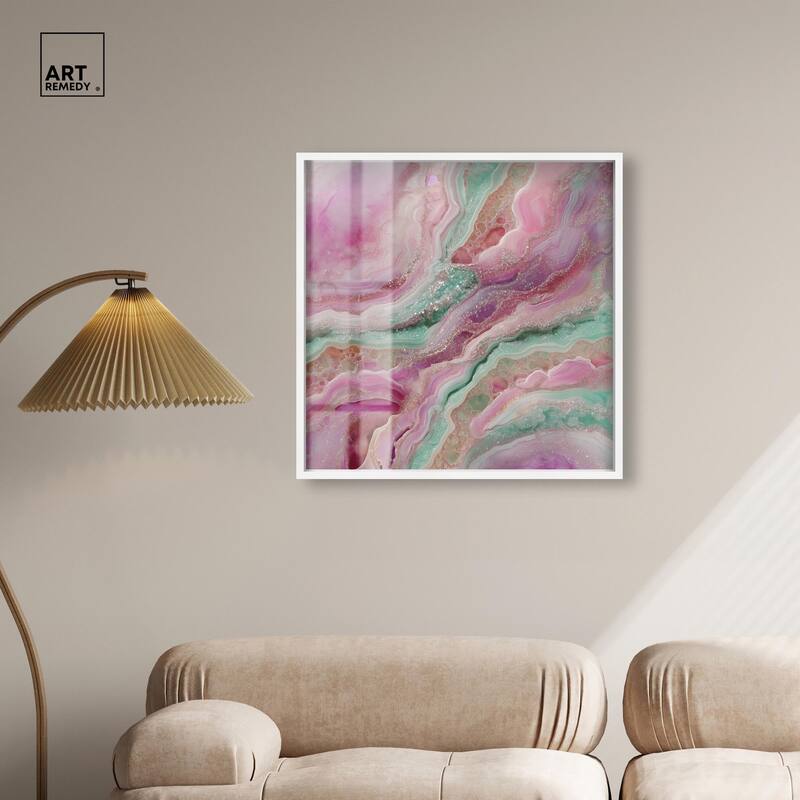 Pink and Mint Crystal IV Shadowbox by Art Remedy