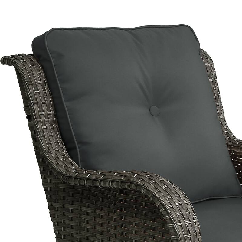 Outdoor Rattan Swivel Rocker Chairs Patio Bistro Set of 3