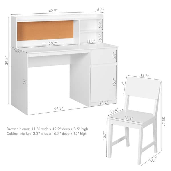COSTARS Kids Study Desk and Chair Sets with Hutch and Storage Cabinet
