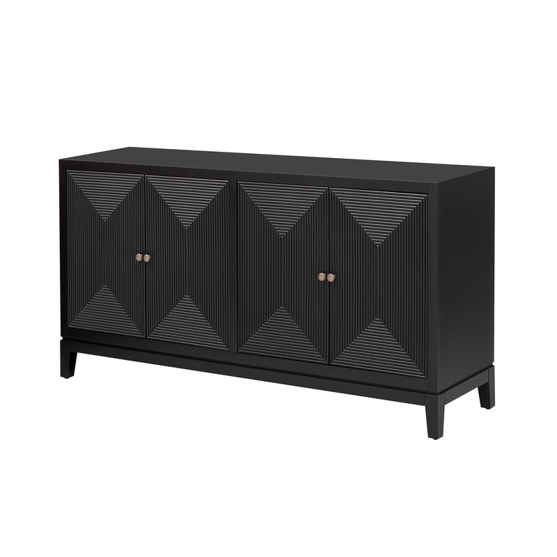 Vertical Line Design Storage Cabinet Sideboard with Adjustable Shelves, Buffet Cabinet Entrance Cabinet TV Console Table
