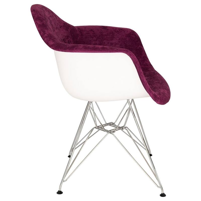 Willow Velvet Accent Armchair with Eiffel Chrome Base Set of 2 by LeisureMod