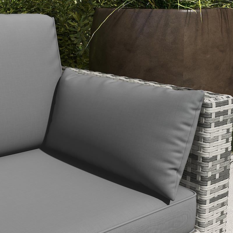 Outsunny Wicker Patio Couch, PE Rattan 3-Seat Sofa, Outdoor Furniture