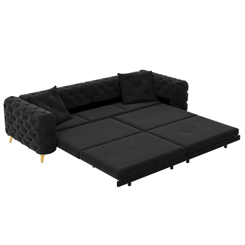 GDFStudio - Velvet 97.7" 3-in-1 Convertible Sleeper Sofa with Pull-Out Bed