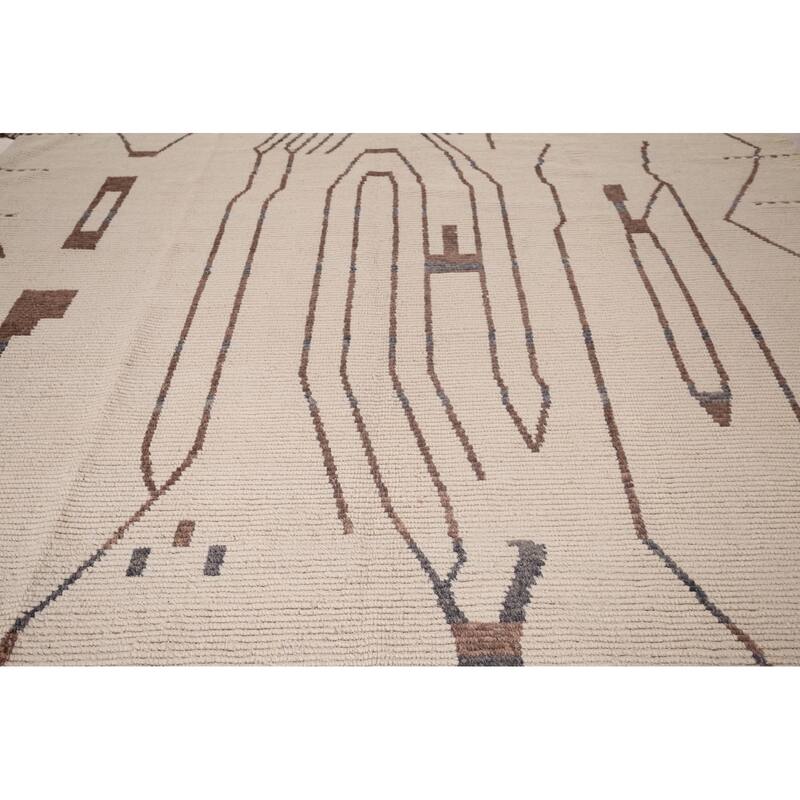 All-Over Abstract Moroccan Large Oriental Rug Handmade Wool Carpet - 9'11"x 14'5"