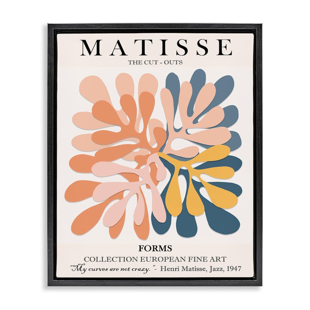 Stupell Classical Matisse Painting Cut Out Forms Traditional Abstract Floater Frame - Multi-Color