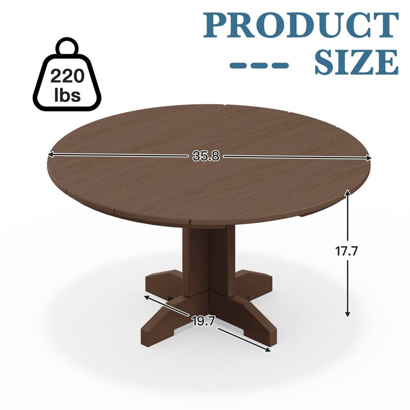 HDPE Patio Outdoor Round Coffee Table, X-shaped Leg