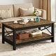 preview thumbnail 38 of 51, Moasis Farmhouse Coffee Table with Shelf, 2-Tier Center Table for Living Room 22"X39" - Brown&Black