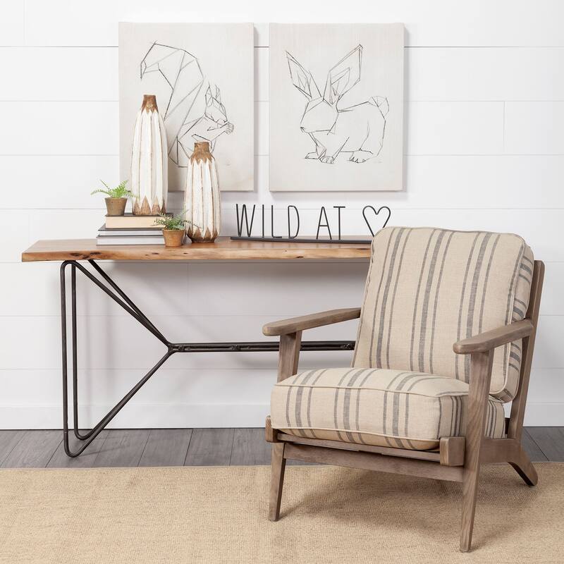 HomeRoots Medium Brown Solid Acacia Wood Console Table With Solid Iron Base. - 16