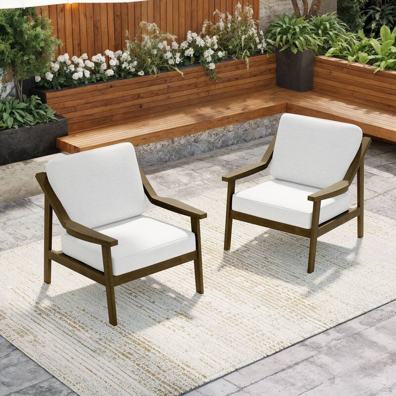 Solid Wood Outdoor Arm Chair Loveseat with Cushion