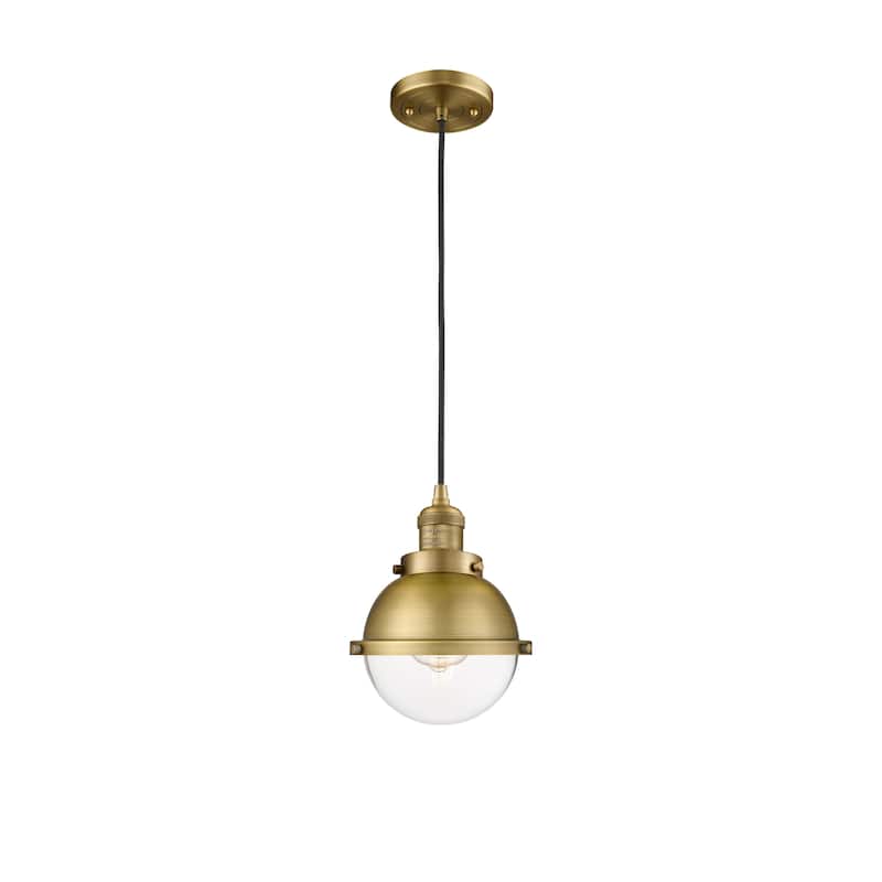 Innovations Lighting Franklin Restoration Hampden 1 Light 7" Cord Hung Mini Pendant - Clear/Brushed Brass