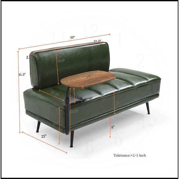 dimension image slide 0 of 4, 55"W Faux Leather End of Bed Bench With side table